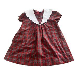 Saeki Yukimori Japan Girls Red Plaid Smocked Dress Size: 4-5? VTG Neiman Marcus